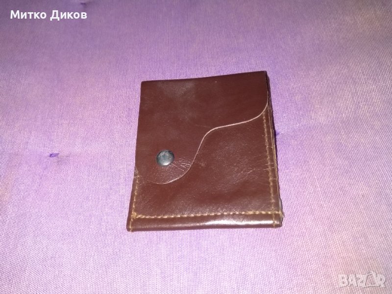Щипка за пари естествена кожа 100х80мм нова кафява, снимка 1