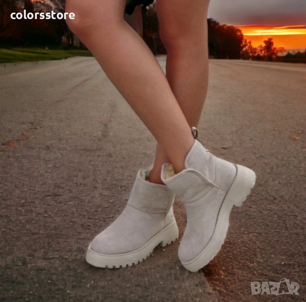 Равни боти - бежов велур - 66-90, снимка 1