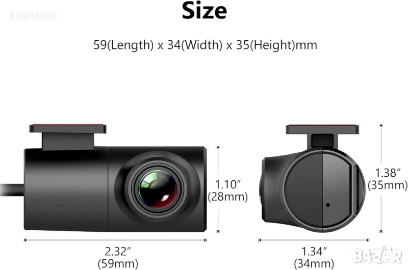 НОВА 2024 Eonon 720P HD Dash Camera, 360° регулируем ъгъл, съвместим с Eonon Android уредби - A100, снимка 1