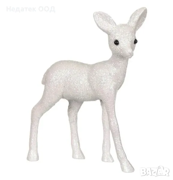 Коледна, Декоративна, Фигура, Елен, Бял, 16 см, снимка 1