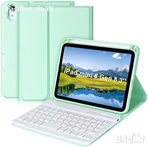 Нова тънка смарт клавиатура за iPad Mini 6/8.3 инча + защитен калъф с държач за писалка, снимка 1