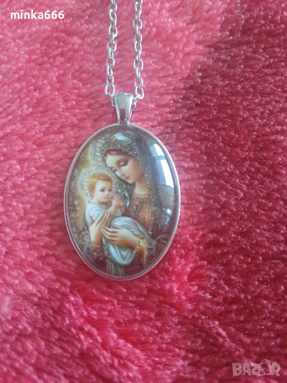Красиво сребърно колие с Дева Мария, снимка 1