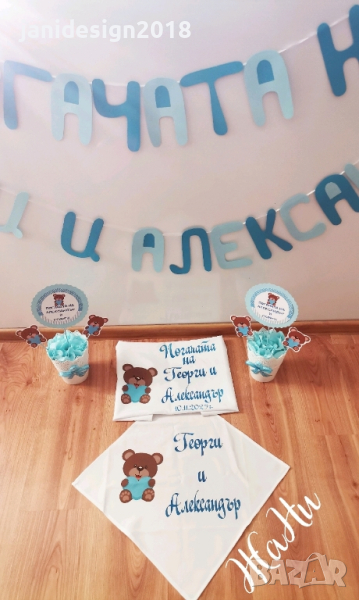 украса За бебешка погача на тема Мечета за близнаци , снимка 1