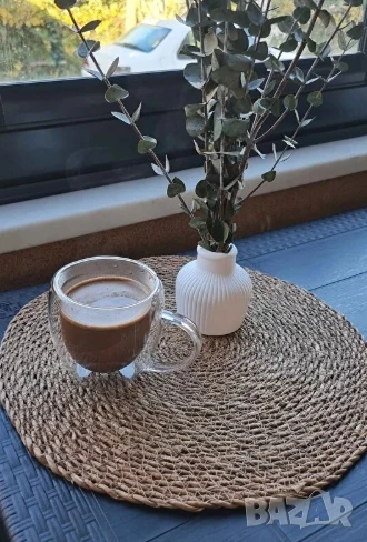 Стъклена чаша за кафе с двойно дъно 200ml, снимка 1