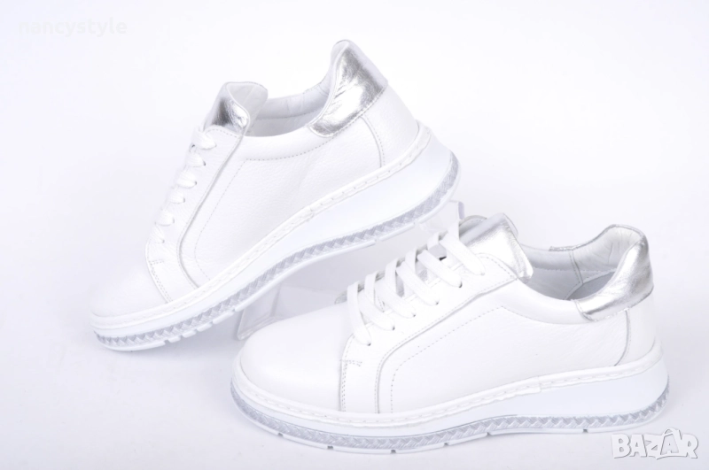НОВО! Бели спортни обувки с ниска платформа, снимка 1