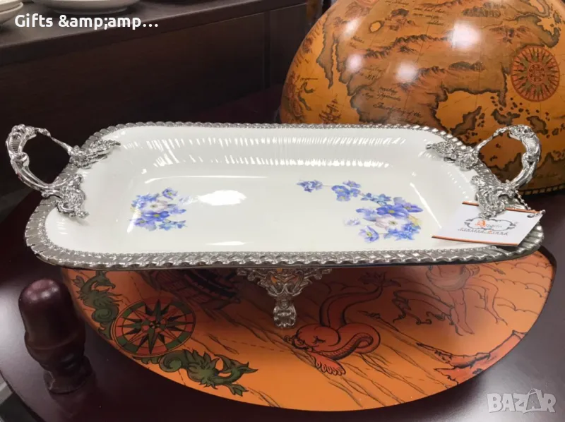 Порцеланово плато с крачета - правоъгълно, снимка 1