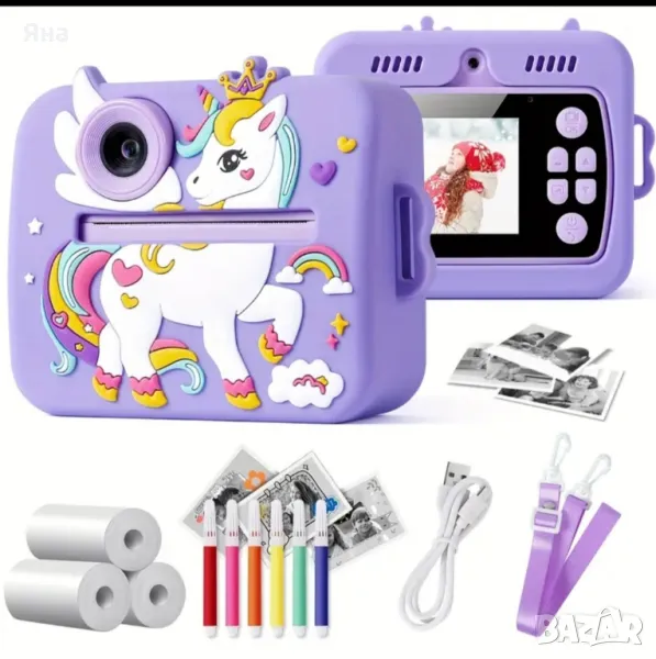 Детски фотоапарат камера за моментни снимки с 2 камери / идея за подарък, снимка 1
