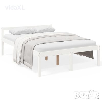 vidaXL Легло за възрастни хора бяло 140x200 см бор масив（SKU:810615, снимка 1