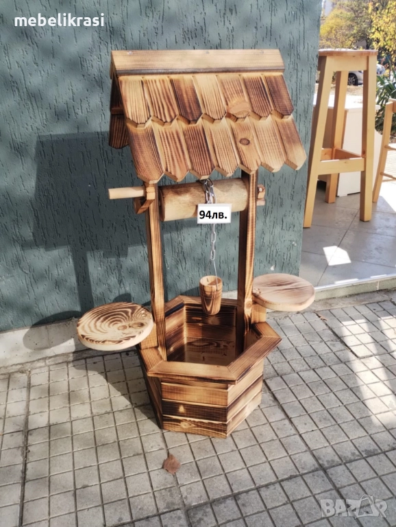 Малък декоративен кладенец с 2 поставки за цветя с височина 80 см.. , снимка 1