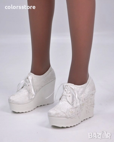 Обувки на платформа - бели - 2506 , снимка 1