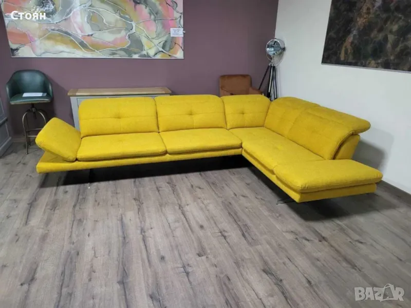 Жълт ъглов диван от плат "DANA", снимка 1