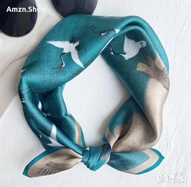 Shanlin Унисекс квадратен шал от 100% коприна черница (21”x21”), снимка 1