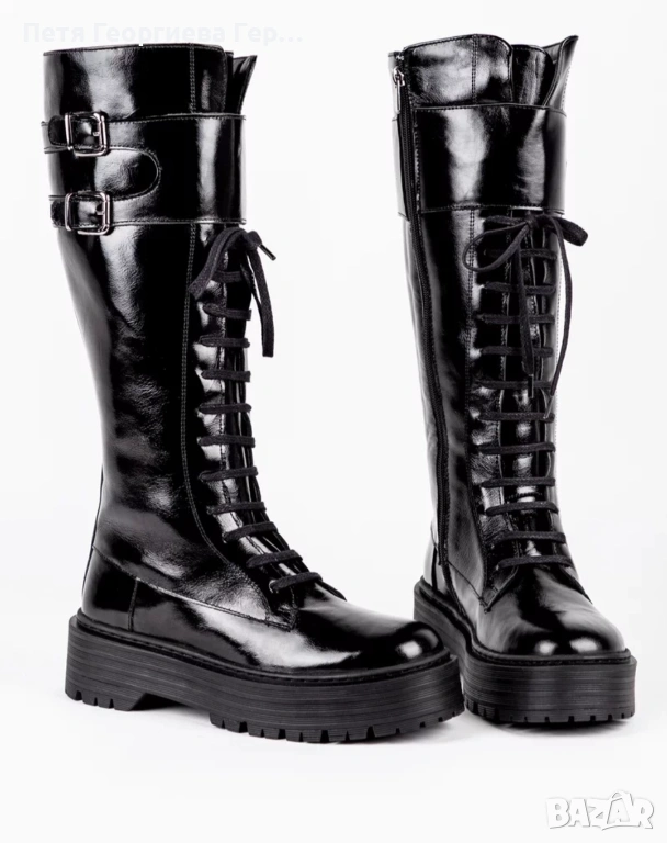 Високи ботуши на Dasha от естествен лак, снимка 1