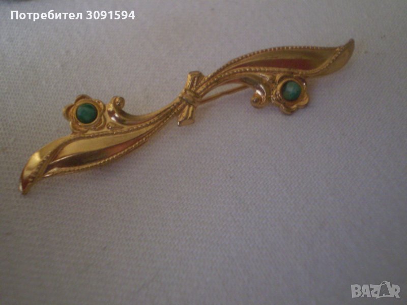 стара сребърна брошка игла със позлата мъркирана на иглата, снимка 1
