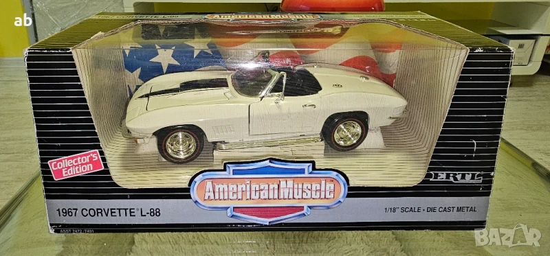 Количкa Метaлнa 1967 Corvette L-88 Ertl 1:18 чисто новa, снимка 1