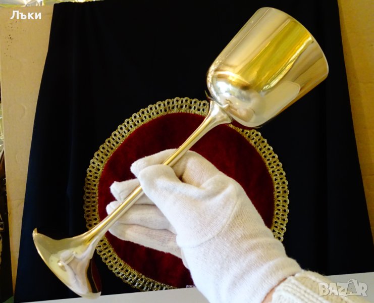 Бронзов бокал,чаша за вино 24.5 см. , снимка 1