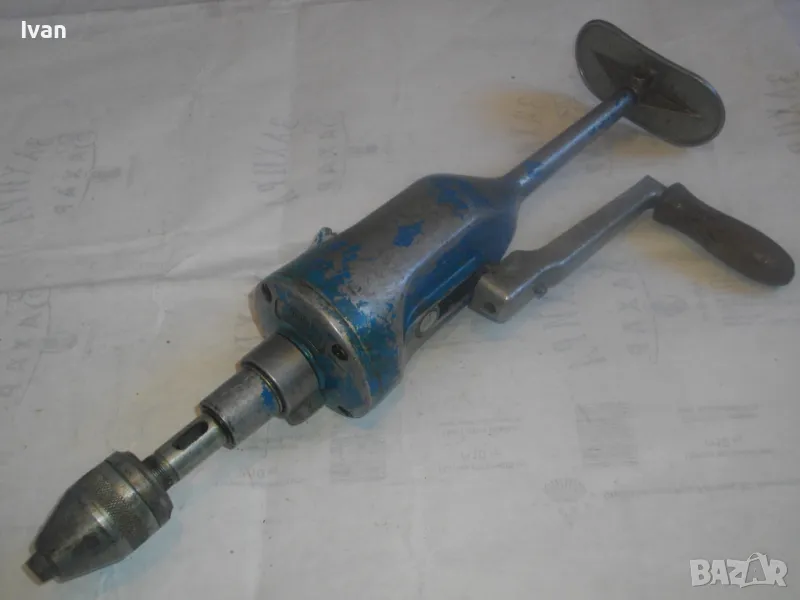 ф13мм/2,5кг/46,5см ГОЛЯМА АЛУМИНИЕВА СТАРО КАЧЕСТВО СОЦ ЧЕХОСЛОВАШКА РЪЧНА ДРЕЛКА БОРМАШИНА МАТКАП , снимка 1