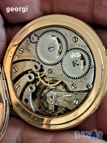 златен швейцарски джобен часовник Longines , снимка 4 - Джобни - 47892977