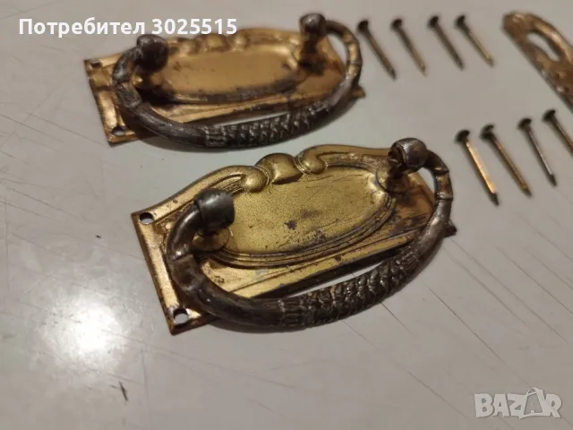 Старинни дръжки за мебели, обков комплект , снимка 3 - Антикварни и старинни предмети - 43042928