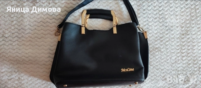 дамска черна кожена чанта 