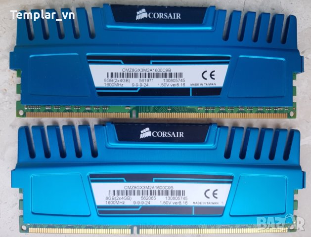 Corsair Vengeance Blue 4x4 GB DDR3 1600, снимка 4 - RAM памет - 40940577