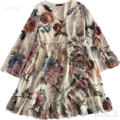 Дамска ефирна елегантна рокля с полукъс ръкав