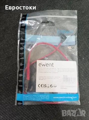 EWENT кабел SATA III SPEED 6 Gbits с метални скоби, SATA L-Type 90° кабел, 50 см, цвят: червен, снимка 4 - Кабели и адаптери - 50245345