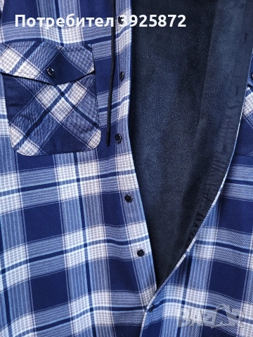 Карирана риза с качулка и подплата от полар, снимка 4 - Ризи - 53622144