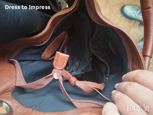 кафява чанта естествена кожа Made in Italy, снимка 2 - Чанти - 53594018