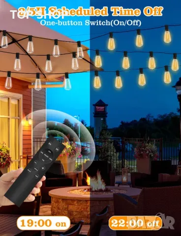 Външни парти лампички светлини с дистанционно управление 30м димируеми 37+2 LED крушки украса сватба, снимка 4 - Лед осветление - 49049763