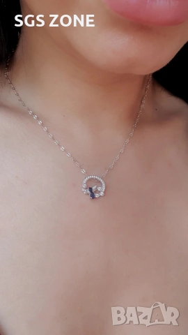 Сребърна висулка със сапфир и рубин от Тайланд, снимка 5 - Колиета, медальони, синджири - 53439507