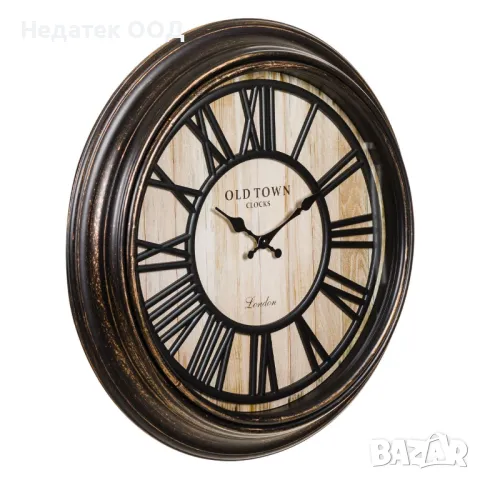 Стенен часовник, Декоративен, Винтидж, Черен/ бронз, 50 см