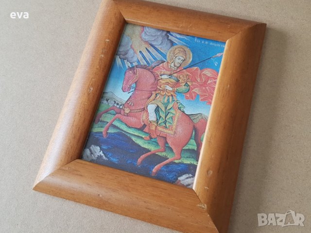Икона свети Димитър с дървена рамка, снимка 3 - Икони - 34134584