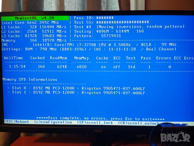 DDR3 16Gb (2 x 8Gb) Kingston 1600MHz pc3-12800 Low profile, снимка 4 - RAM памет - 50141130