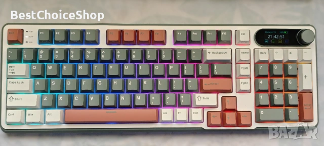 Гейминг Механична клавиатура Royal Kludge – RK-S98, безжична, Chartreuse, RGB, снимка 10 - Клавиатури и мишки - 53598995