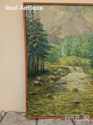 Иван Кънчев- масло пейзаж платно автор- 1970 г., снимка 5 - Антикварни и старинни предмети - 49208442