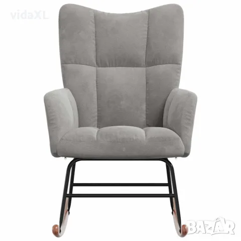 vidaXL Люлеещ се стол, светлосив, кадифе, снимка 4 - Столове - 56146882