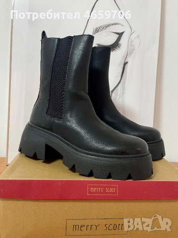 Дамски черни боти с масивна подметка , снимка 2 - Дамски боти - 52524715