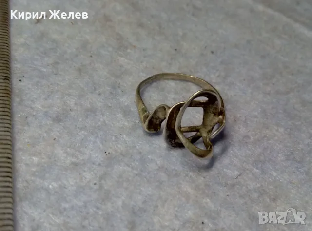 СТАР АР НУВО СТИЛ СРЕБЪРЕН ПРЪСТЕН СРЕБРО 925 с МЯСТО За ВГРАЖДАНЕ на СКЪП КАМЪК КАБОШОН 49716, снимка 7 - Пръстени - 49767869