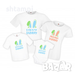 Семеен Комплект Тениски Великден Bunny Ears Mommy Daddy Brother Sister Baby,Великден,Празник,Заек,, снимка 2 - Тениски - 36353347