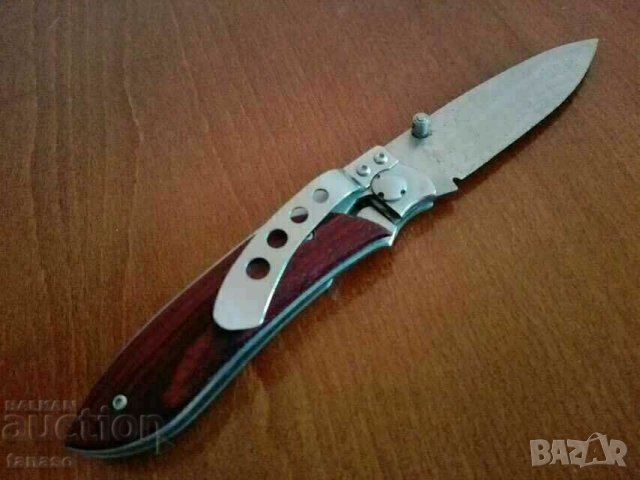 Джобен нож с дървени чирени, снимка 6 - Ножове - 42273759