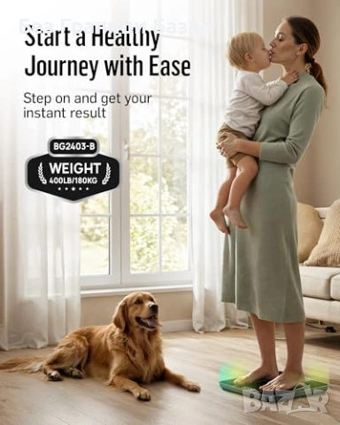 Нов кантар Дигитална везна RunStar 180 кг 4 сензора LED стъклена платформа, снимка 5 - Други стоки за дома - 53835572