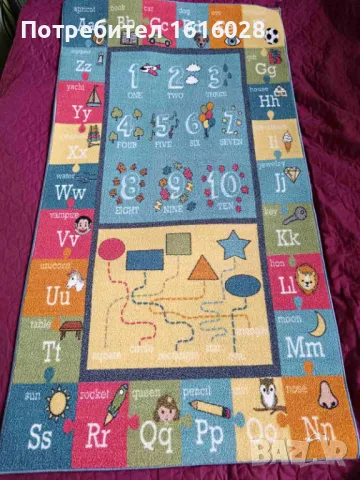 Детски образователен килим с цифри,букви,картинки и фигури на Paco Home., снимка 9 - Други - 49721170