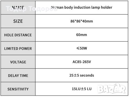 Автоматичен IR PIR сензор за LED крушка E27, снимка 4 - Други - 41270259