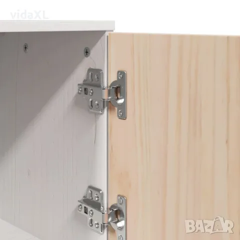 vidaXL Висок шкаф, бял, 67x40x108,5 см, борово дърво масив, снимка 9 - Бюфети - 56147919