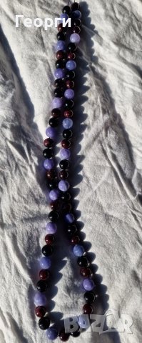Масивна огърлица от Черен Турмалин,Червен Гранат и Танзанит, снимка 1
