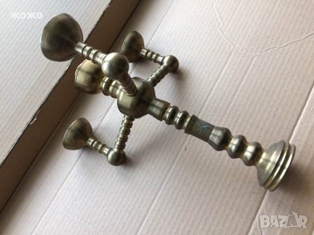  Свещник масивен - тежък от месинг, снимка 2 - Антикварни и старинни предмети - 34248128