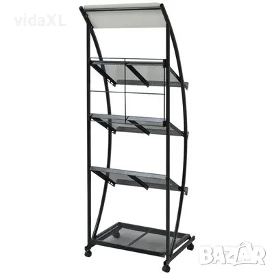 vidaXL Стелаж за списания, 47,5x40x134 cм, черно и бяло, A4（SKU:30099）, снимка 3 - Други - 49494173