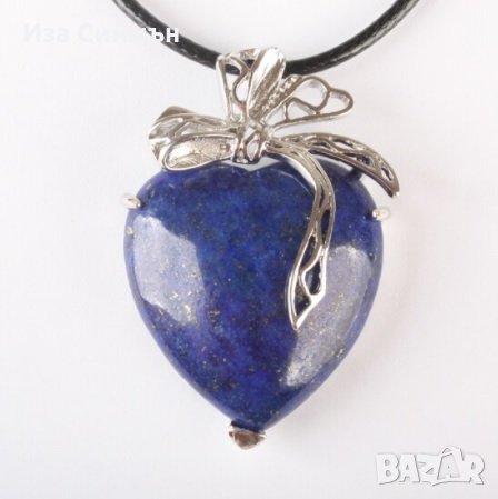 Сърца от медицинска стомана с голям аметист и лазурит, снимка 2 - Други - 34254090