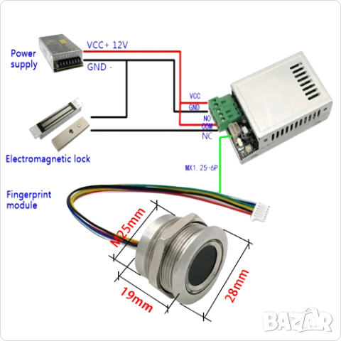 Заключваща система с пръстов отпечатък. Биометрично заключване , Fingerprint Door Access, снимка 2 - Друга електроника - 53839639
